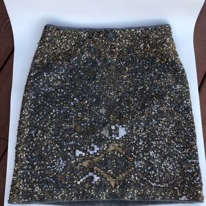 Anthropologie Moulinette Soeurs gray gold wool beaded felt felt skirt sz 6